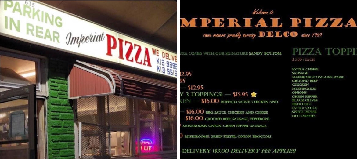 Imperial Pizza Menu