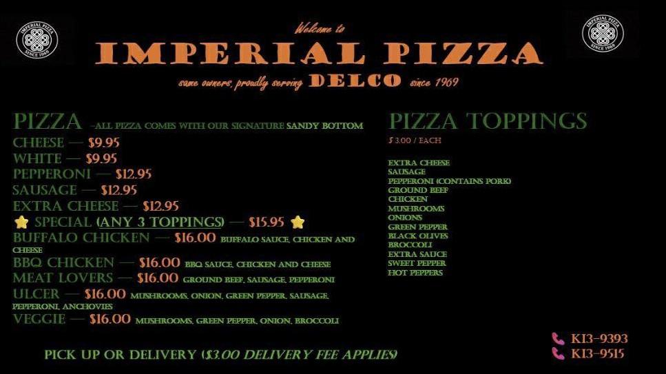 Imperial Pizza Menu image 1